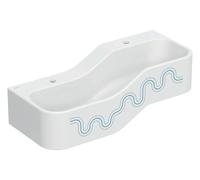 Geberit Bambini jeu et lavabo, largeur:90cm, 2 places de lavage, bassin plus profond à gauche, sans trop-plein, 502973SX1, Couleur: blanc alpin / Décor : bleu océan - bleu clair / Trou de levage à gau