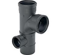 Geberit Branche d'angle de pliage combiné Silent PP 390570141 DN 110/90/50, 87,5 degrés, gauche, optimisée pour le son