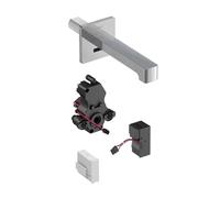 Geberit Brenta infrarouge mitigeur lavabo 116277211 17 cm, montage mural, fonctionnement sur secteur, boîtier de fonction encastré, avec mitigeur thermostatique, chromé brillant