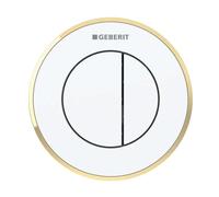 Geberit - Commande à distance de chasse d'eau type 10, 2 actions, pour réservoir de chasse encastré 8 cm, blanc / doré 116.056.KK.1