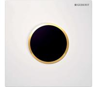 Geberit - Commande de WC à déclenchement électronique du rinçage, type 10, alimentation sur secteur, or / blanc 116.025.KK.1