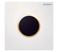 Geberit, commande pour urinoir avec déclenchement électronique du rinçage, alimentation au réseau, plaque de recouvrement type 10, 116025KK1, Couleur: blanc / plaqué or - CM