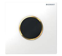 Geberit, commande pour urinoir avec déclenchement électronique du rinçage, alimentation par pile, plaque de recouvrement type 10, 116.035.KK.1, Couleur: blanc / plaqué or