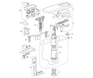 Geberit - Console avec levier d'action, pour chasse d'eau Vista Geberit Ap140, Dob Le volume de décharge (240.426.00.1)