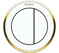 Geberit - Déclenchement à distance type 10, pneumatique, pour rinçage double touche, blanc / doré 116.055.KK.1