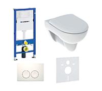 Geberit Duofix Basic WC Komplettset mit Geberit Renova WC und WC-Sitz, mit Delta 25 Betätigungsplatte