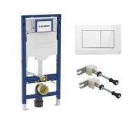 Geberit Duofix Bâti-support pour WC H : 112 cm, plaque de déclenchement Viverso v801, accessoires de montage et de raccordement, 111300006+VU8001GW#SET,