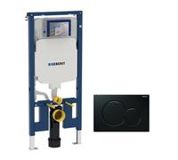 Geberit - Duofix Pack Bâti-support extra-plat 114 cm UP720, gain de place + Plaque Sigma01, Noir brillant