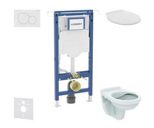 Geberit Duofix - Set bâti-support, cuvette Alpha avec abattant, plaque de déclenchement Sigma01, blanc alpin SANI11CD3113