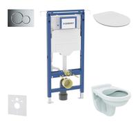 Geberit Duofix - Set bâti-support, cuvette Alpha avec abattant, plaque de déclenchement Sigma01, chrome brillant SANI11CD1104