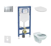Geberit Duofix - Set bâti-support, cuvette Alpha avec abattant, plaque de déclenchement Sigma01, chrome mat SANI11CD2100