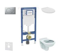 Geberit Duofix - Set bâti-support, cuvette Alpha avec abattant, plaque de déclenchement Sigma01, chrome mat SANI11CD2103