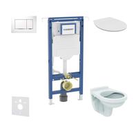 Geberit Duofix - Set bâti-support, cuvette Alpha avec abattant, plaque de déclenchement Sigma20, blanc/chrome SANI11CD3118