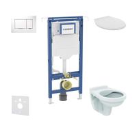 Geberit Duofix - Set bâti-support, cuvette Alpha avec abattant, plaque de déclenchement Sigma20, blanc/chrome SANI11CD3109