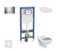 Geberit Duofix - Set bâti-support, cuvette Alpha avec abattant, plaque de déclenchement Sigma20, chrome SANI11CD1103