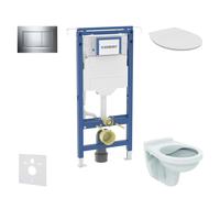 Geberit Duofix - Set bâti-support, cuvette Alpha avec abattant, plaque de déclenchement Sigma20, chrome SANI11CD1106