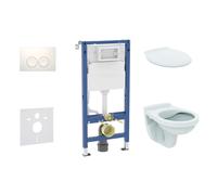 Geberit Duofix - Set bâti-support, cuvette Alpha et abattant, plaque de déclenchement Delta21, blanc alpin SANI11CD3140