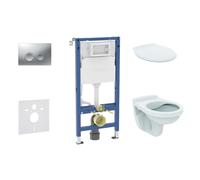 Geberit Duofix - Set bâti-support, cuvette Alpha et abattant, plaque de déclenchement Delta21, chrome mat SANI11CD2142