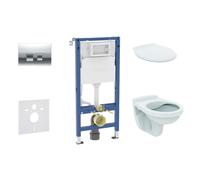 Geberit Duofix - Set bâti-support, cuvette Alpha et abattant, plaque de déclenchement Delta35, chrome brillant SANI11CD1144