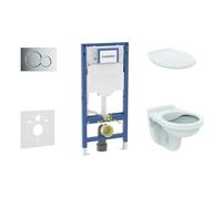 Geberit Duofix - Set bâti-support, cuvette Alpha et abattant, plaque de déclenchement Sigma01, chrome brillant SANI11CD1125