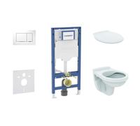 Geberit Duofix - Set bâti-support, cuvette Alpha et abattant, plaque de déclenchement Sigma20, blanc/chrome SANI11CD3128