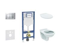 Geberit Duofix - Set bâti-support, cuvette Alpha et abattant, plaque de déclenchement Sigma20, chrome mat/chrome SANI11CD2130