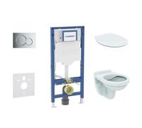 Geberit Duofix - Set bâti-support, cuvette Alpha et abattant softclose, plaque de déclenchement Sigma01, chrome brillant SANI11CD1101