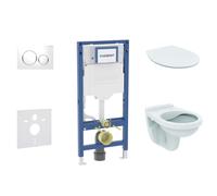 Geberit Duofix - Set bâti-support, cuvette Alpha et abattant softclose, plaque de déclenchement Sigma20, blanc/chrome SANI11CD3103