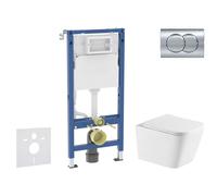 Geberit Duofix - Set bâti-support, cuvette Arkas l et abattant softclose, plaque de déclenchement Delta01, chrome brillant SANI11CA1172