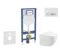 Geberit Duofix - Set bâti-support, cuvette compacte Gaia et abattant softclose, plaque de déclenchement Sigma50, chrome/blanc alpin SANI11CA3148B