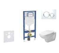 Geberit Duofix - Set bâti-support, cuvette D-Code et abattant softclose, plaque de déclenchement Sigma20, blanc/chrome brillant SANI11CP3103