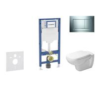 Geberit Duofix - Set bâti-support, cuvette D-Code et abattant softclose, plaque de déclenchement Sigma20, chrome/chrome mat SANI11CP1105