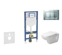 Geberit Duofix - Set bâti-support, cuvette D-Code et abattant softclose, plaque de déclenchement Sigma20, chrome mat/chrome SANI11CP2106