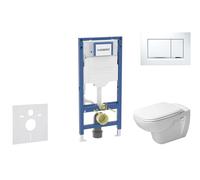 Geberit Duofix - Set bâti-support, cuvette D-Code et abattant softclose, plaque de déclenchement Sigma20, blanc/chrome brillant SANI11CP3104