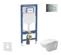 Geberit Duofix - Set bâti-support, cuvette et abattant Duravit D-Code, plaque de déclenchement Sigma01, Rimless, SoftClose, chrome brillant SANI11CP1100