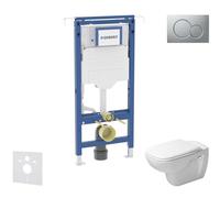 Geberit Duofix - Set bâti-support, cuvette et abattant Duravit D-Code, plaque de déclenchement Sigma01, Rimless, SoftClose, chrome mat SANI11CP2100