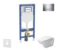 Geberit Duofix - Set bâti-support, cuvette et abattant Duravit D-Code, plaque de déclenchement Sigma20, Rimless, SoftClose, chrome brillant/chrome mat SANI11CP1102