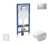 Geberit Duofix - Set bâti-support, cuvette et abattant Duravit D-Code, plaque de déclenchement Sigma20, Rimless, SoftClose, chrome mat/chrome SANI11CP2101