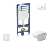 Geberit Duofix - Set bâti-support, cuvette et abattant Duravit D-Code, plaque de déclenchement Sigma20, Rimless, SoftClose, blanc/chrome brillant SANI11CP3102