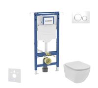 Geberit Duofix - Set bâti-support, cuvette et abattant Ideal Standard Tesi, plaque de déclenchement Sigma20, Rimless, SoftClose, blanc/chrome SANI11CD3102