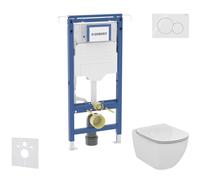 Geberit Duofix - Set bâti-support, cuvette et abattant Ideal Standard Tesi, plaque de déclenchement Sigma01, Aquablade, SoftClose, blanc alpin SANI11CD3133