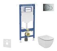 Geberit Duofix - Set bâti-support, cuvette et abattant Ideal Standard Tesi, plaque de déclenchement Sigma01, Aquablade, SoftClose, chrome brillant SANI11CD3134