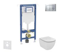 Geberit Duofix - Set bâti-support, cuvette et abattant Ideal Standard Tesi, plaque de déclenchement Sigma20, Aquablade, SoftClose, chrome mat/chrome SANI11CD2112