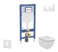 Geberit Duofix - Set bâti-support, cuvette et abattant Ideal Standard Tesi, plaque de déclenchement Sigma20, Aquablade, SoftClose, blanc/chrome brillant SANI11CD3137