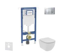 Geberit Duofix - Set bâti-support, cuvette et abattant Ideal Standard Tesi, plaque de déclenchement Sigma20, Rimless, SoftClose, chrome mat/chrome SANI11CD2107