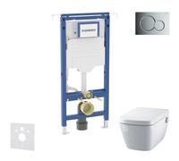 Geberit Duofix - Set bâti-support, cuvette et abattant Tece One, plaque de déclenchement Sigma01, Rimless, SoftClose, chrome brillant SANI11CT1100
