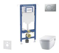 Geberit Duofix - Set bâti-support, cuvette et abattant Tece One, plaque de déclenchement Sigma01, Rimless, SoftClose, chrome mat SANI11CT2100