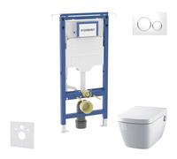 Geberit Duofix - Set bâti-support, cuvette et abattant Tece One, plaque de déclenchement Sigma20, Rimless, SoftClose, blanc/chrome brillant SANI11CT3102