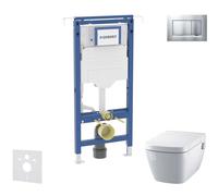 Geberit Duofix - Set bâti-support, cuvette et abattant Tece One, plaque de déclenchement Sigma20, Rimless, SoftClose, chrome mat/chrome SANI11CT2101