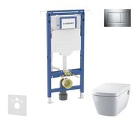 Geberit Duofix - Set bâti-support, cuvette et abattant Tece One, plaque de déclenchement Sigma20, Rimless, SoftClose, chrome brillant/chrome mat SANI11CT1102
